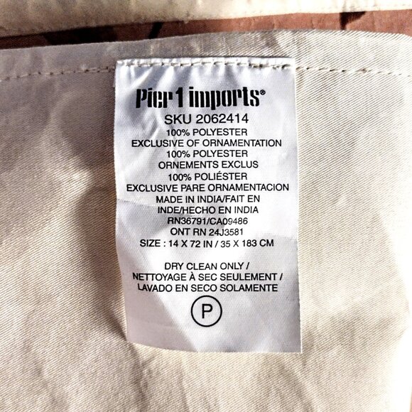 Pier 1 Imports Embroidered Table Runner w/Tassels (Poly, Silk Nub Texture) 72x14 - Picture 8 of 9